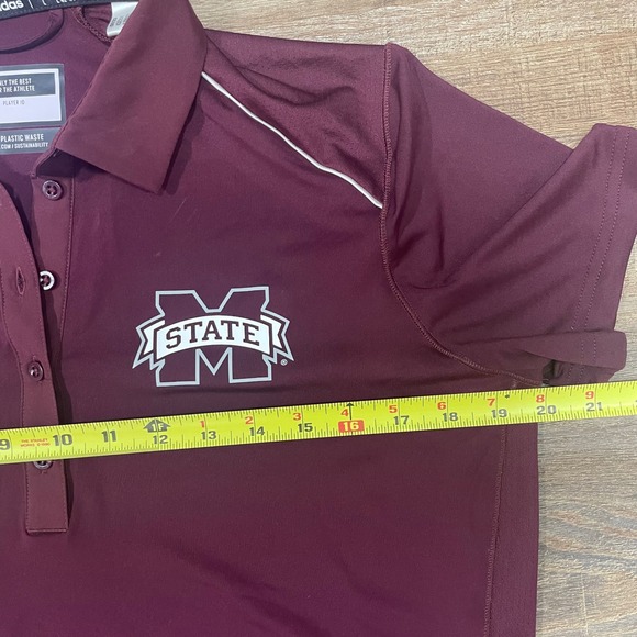 Adidas Mississippi State Bulldogs Polo Shirt Women's Large Maroon Aeroready - Picture 4 of 8